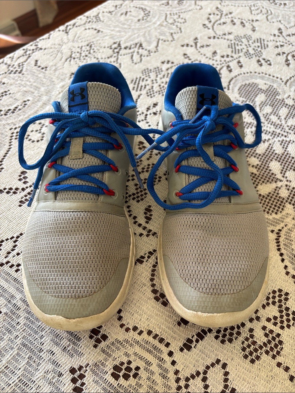 Under Armour Gray and Blue Kids Athletic Sneakers